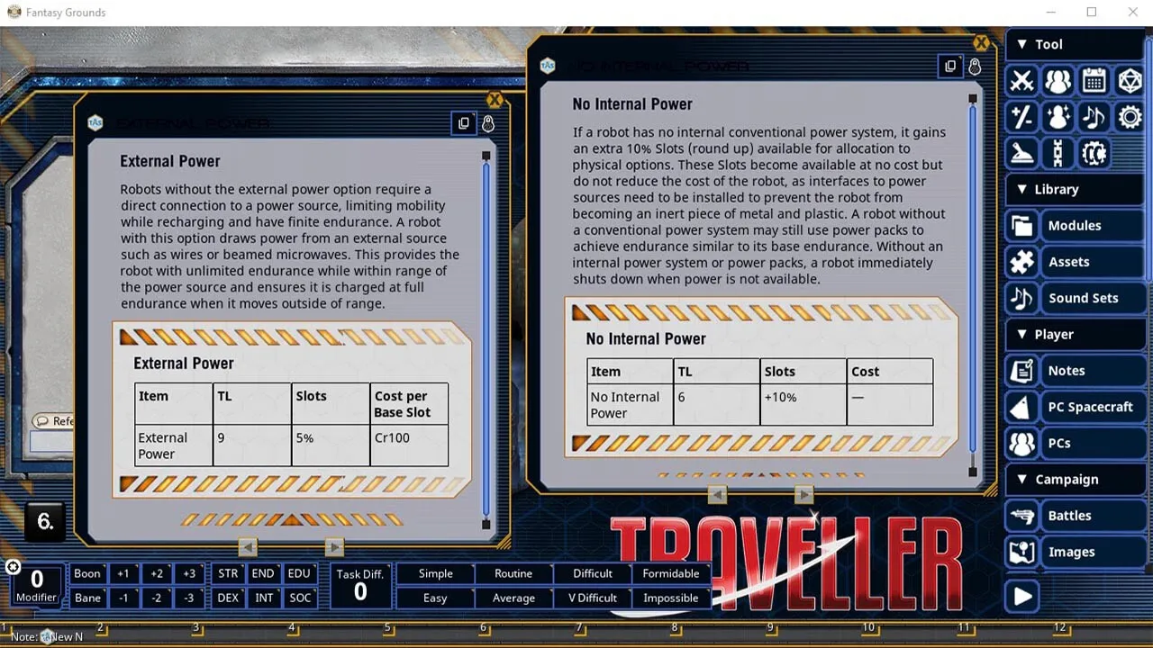 Fantasy Grounds - Traveller: Robot Handbook Screenshot 6