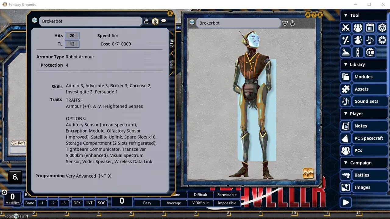 Fantasy Grounds - Traveller: Robot Handbook Screenshot 1