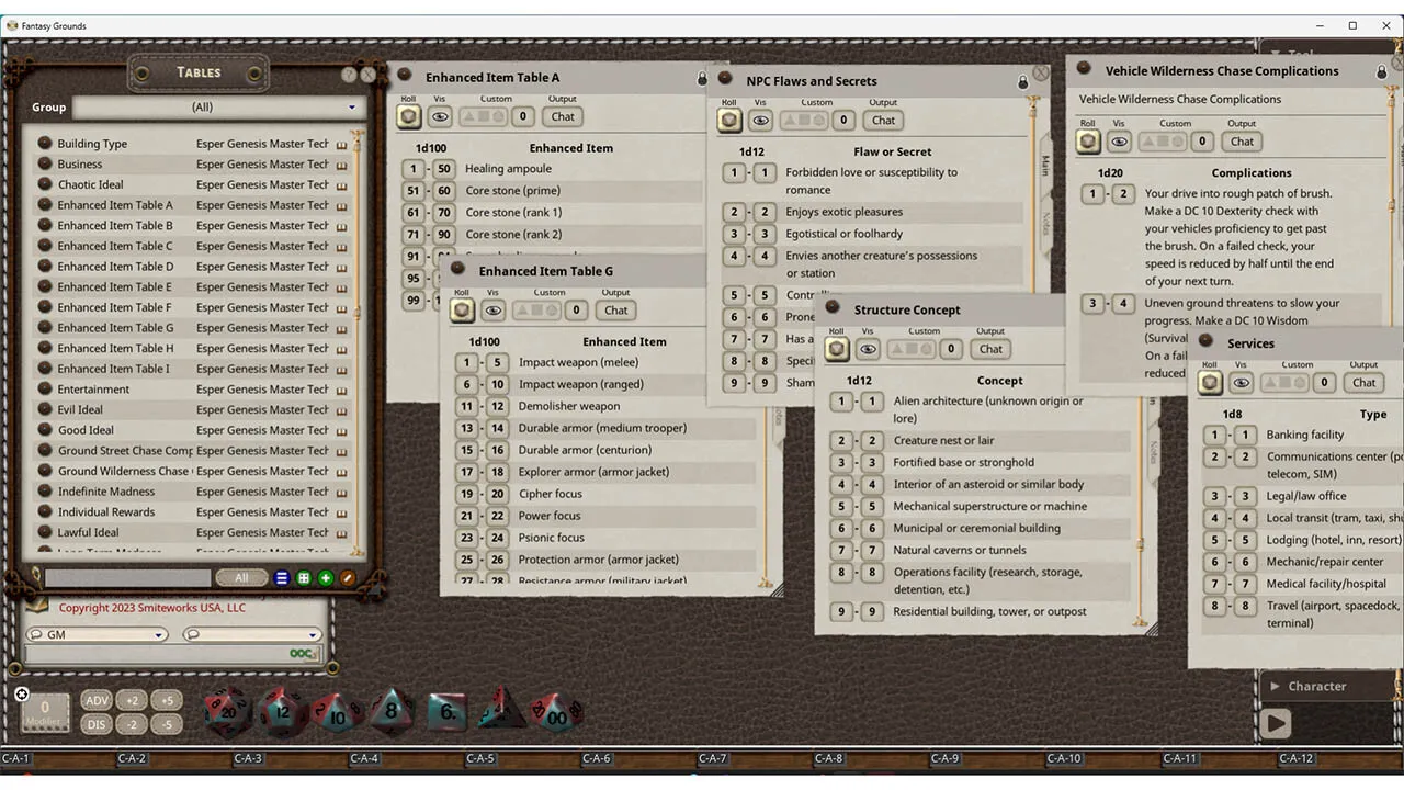 Fantasy Grounds - Esper Genesis 5E Master Technician's Guide Screenshot 2
