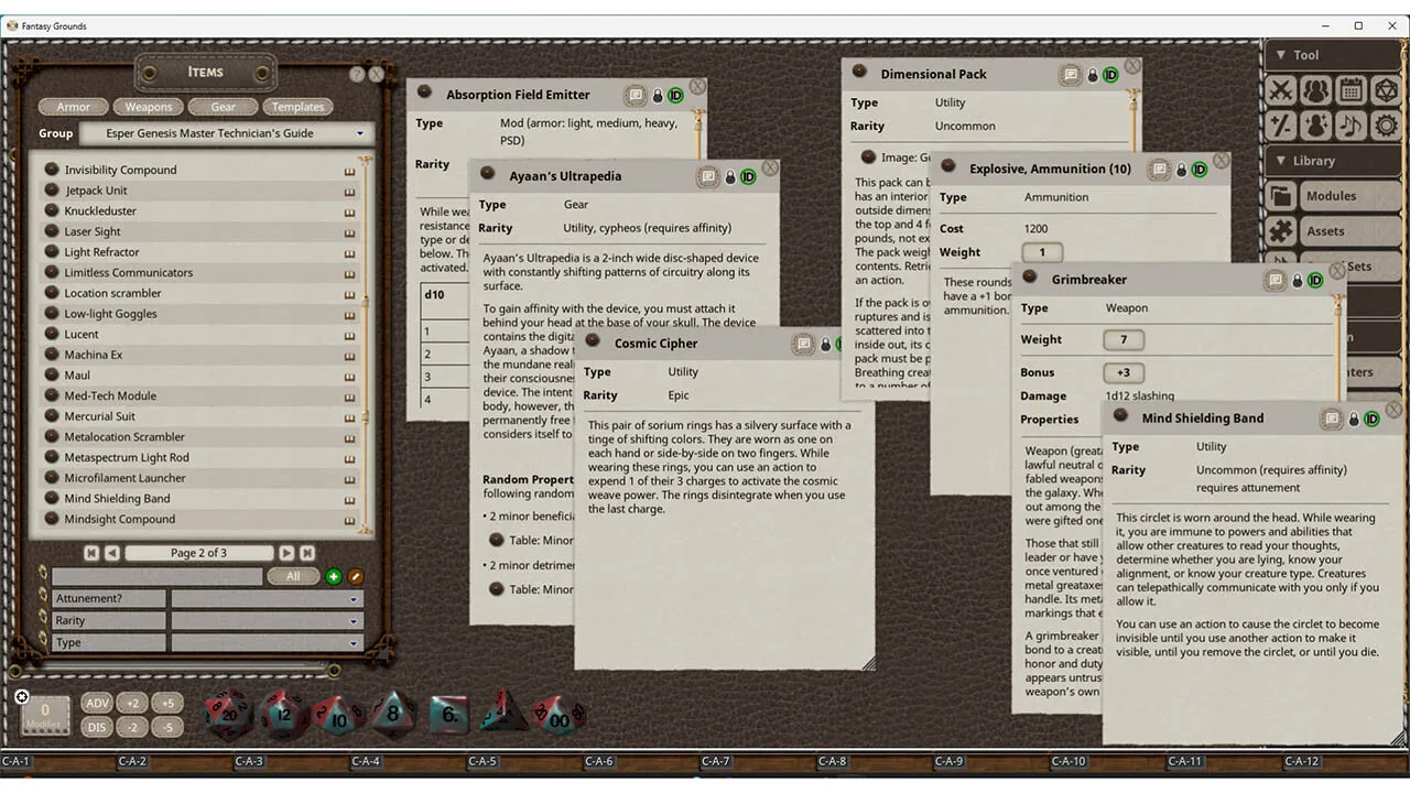 Fantasy Grounds - Esper Genesis 5E Master Technician's Guide Screenshot 0