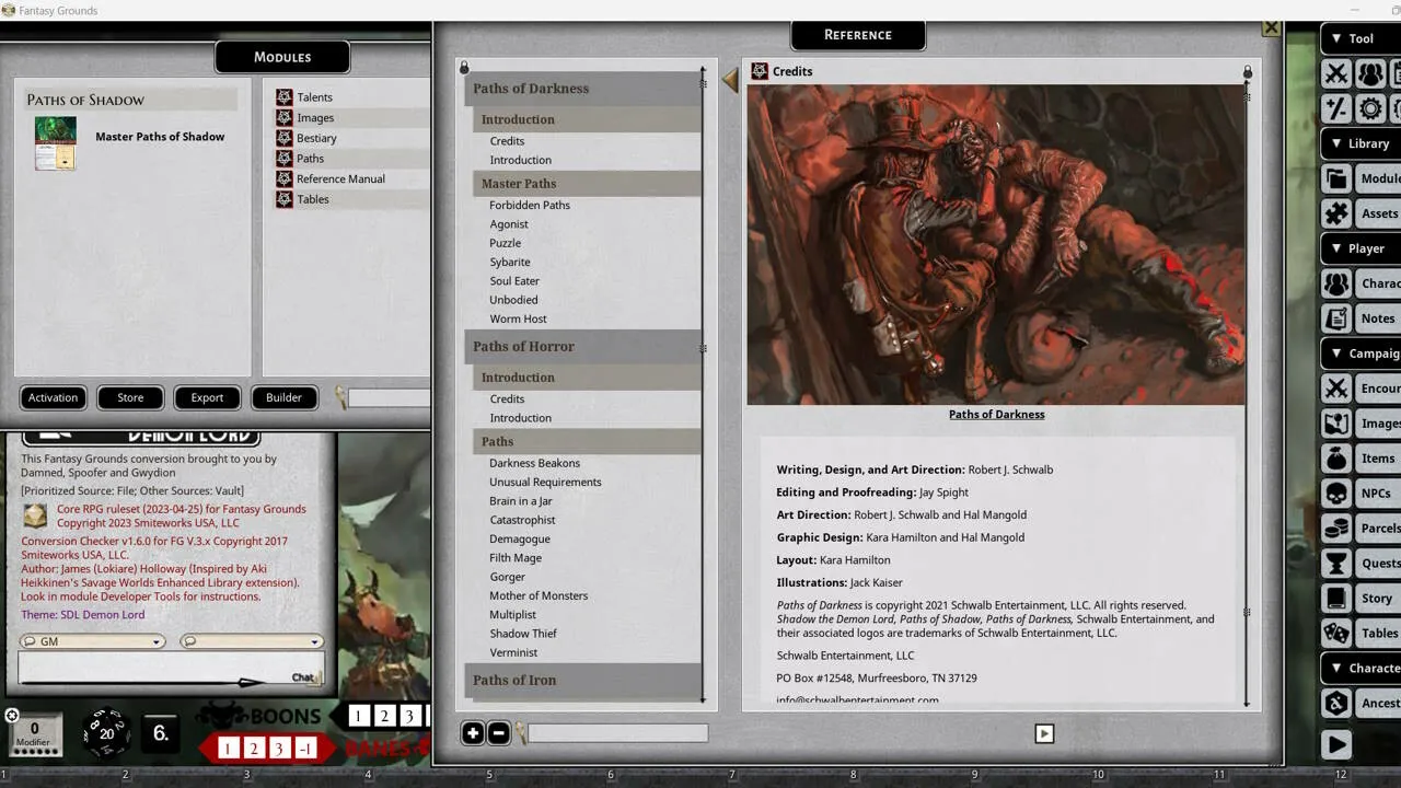 Fantasy Grounds - Shadow of the Demon Lord Master Paths of Shadow Bundle Screenshot 0
