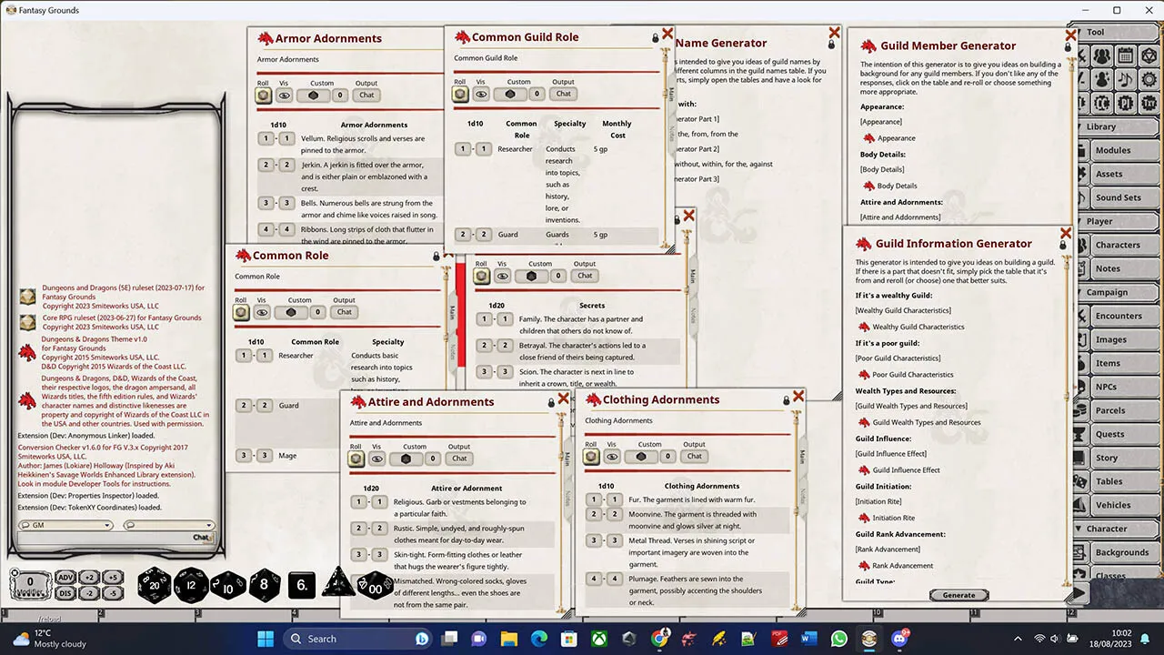 Fantasy Grounds - Remarkable Guilds & Their Heroes Screenshot 5