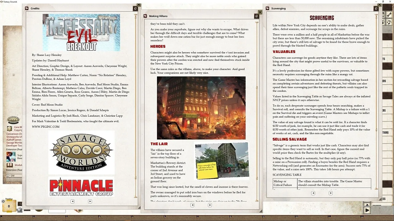 Fantasy Grounds - Necessary Evil: Breakout (Revised Edition) Screenshot 3