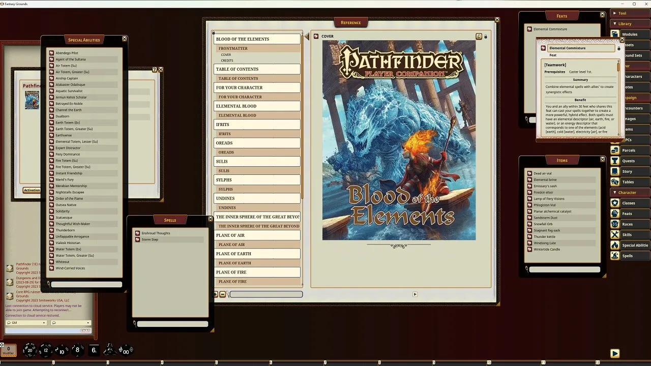 Fantasy Grounds - Pathfinder RPG - Pathfinder Companion: Blood of the Elements Screenshot 2