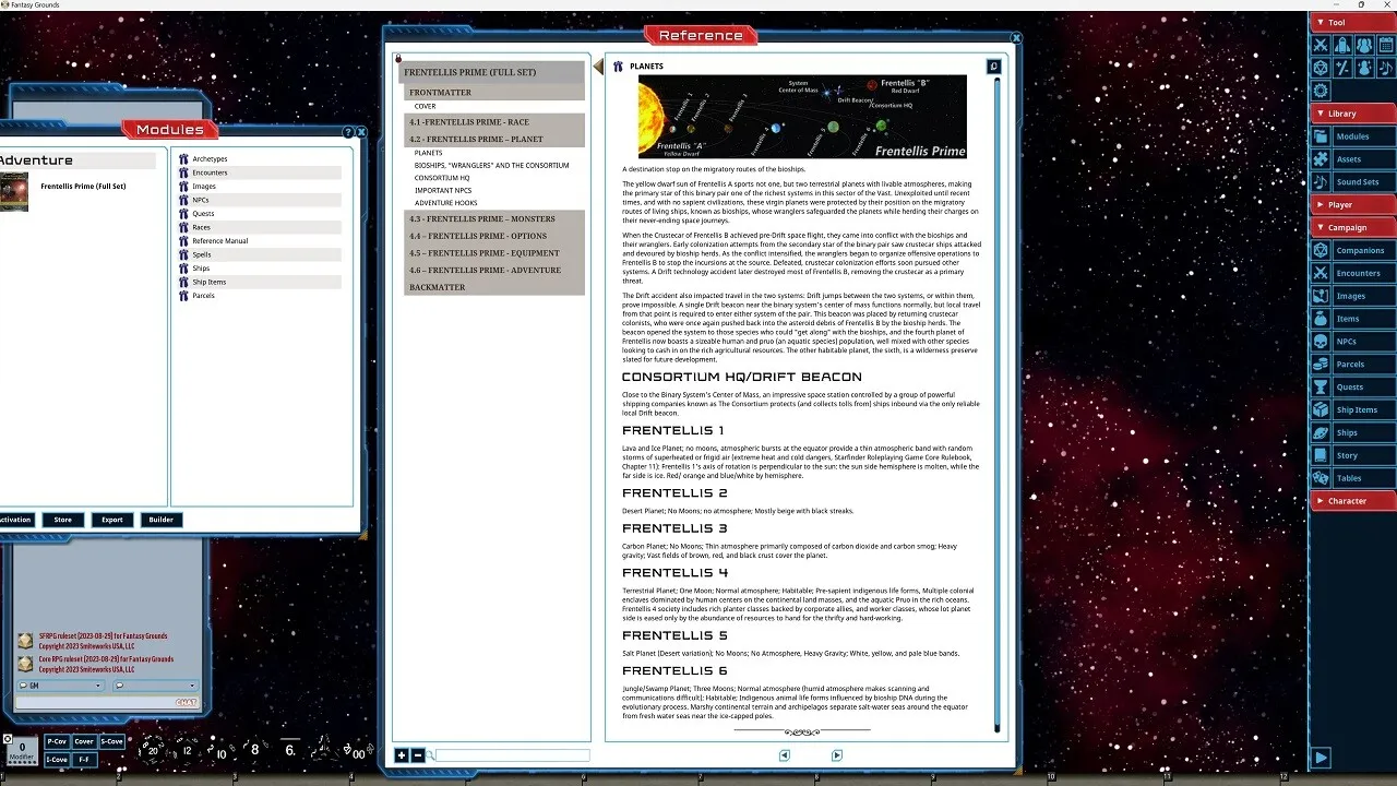 Fantasy Grounds - Star System Set: Frentellis Prime (FULL SET) Screenshot 4