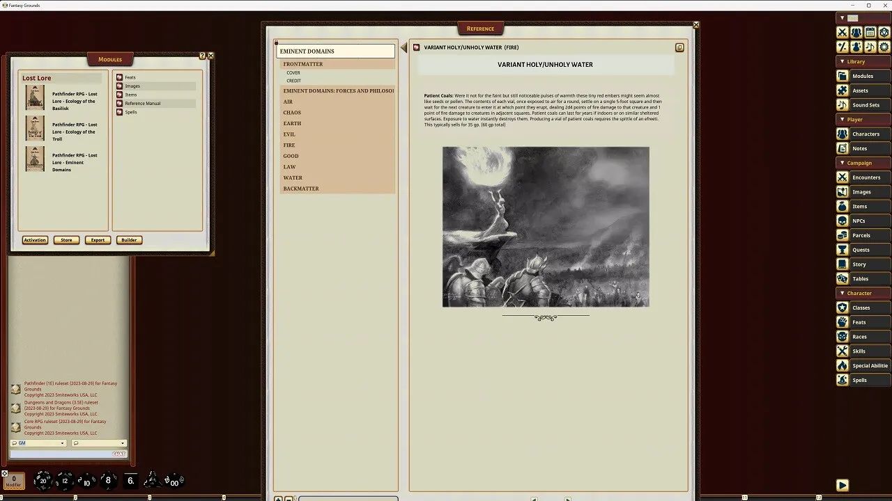 Fantasy Grounds - Lost Lore: Eminent Domains: Forces & Philosophies Screenshot 0