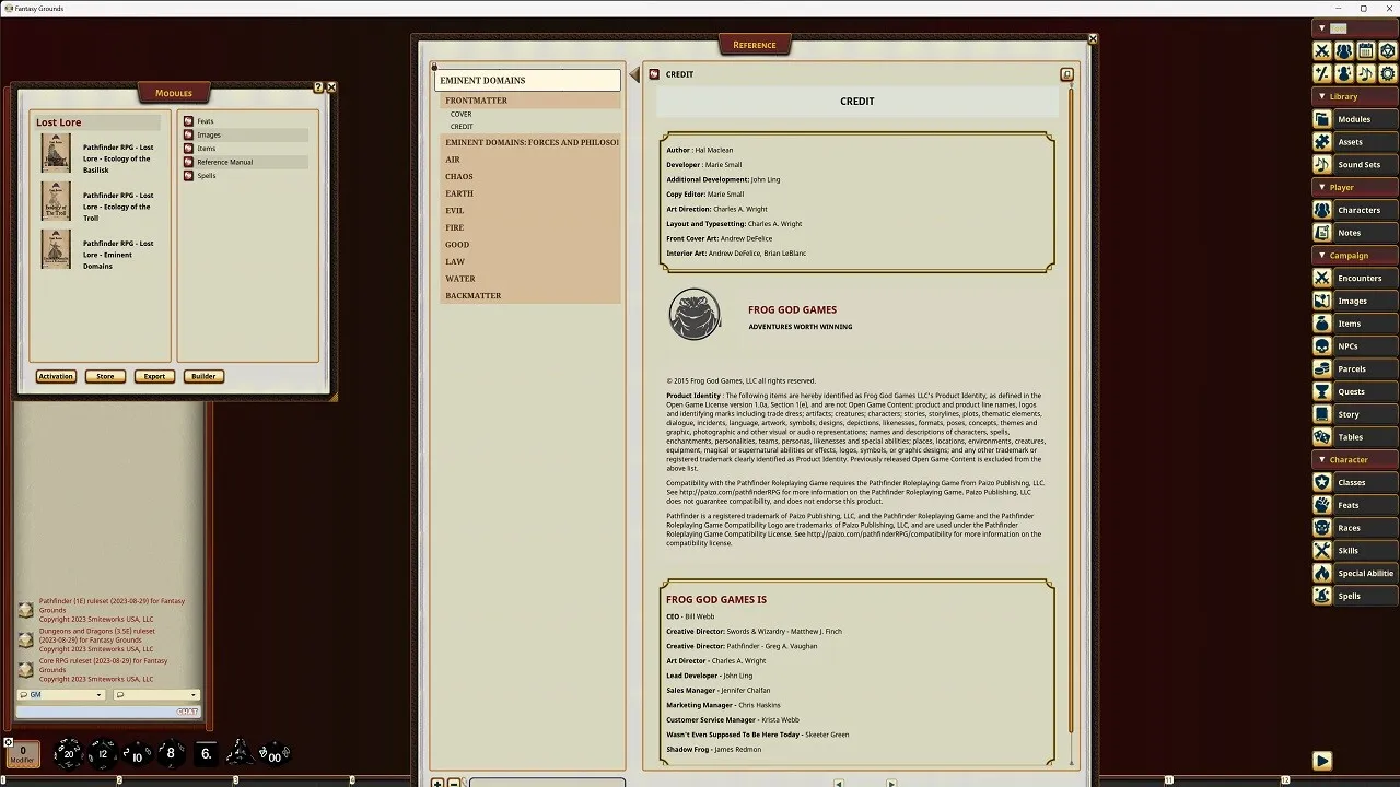 Fantasy Grounds - Lost Lore: Eminent Domains: Forces & Philosophies Screenshot 3