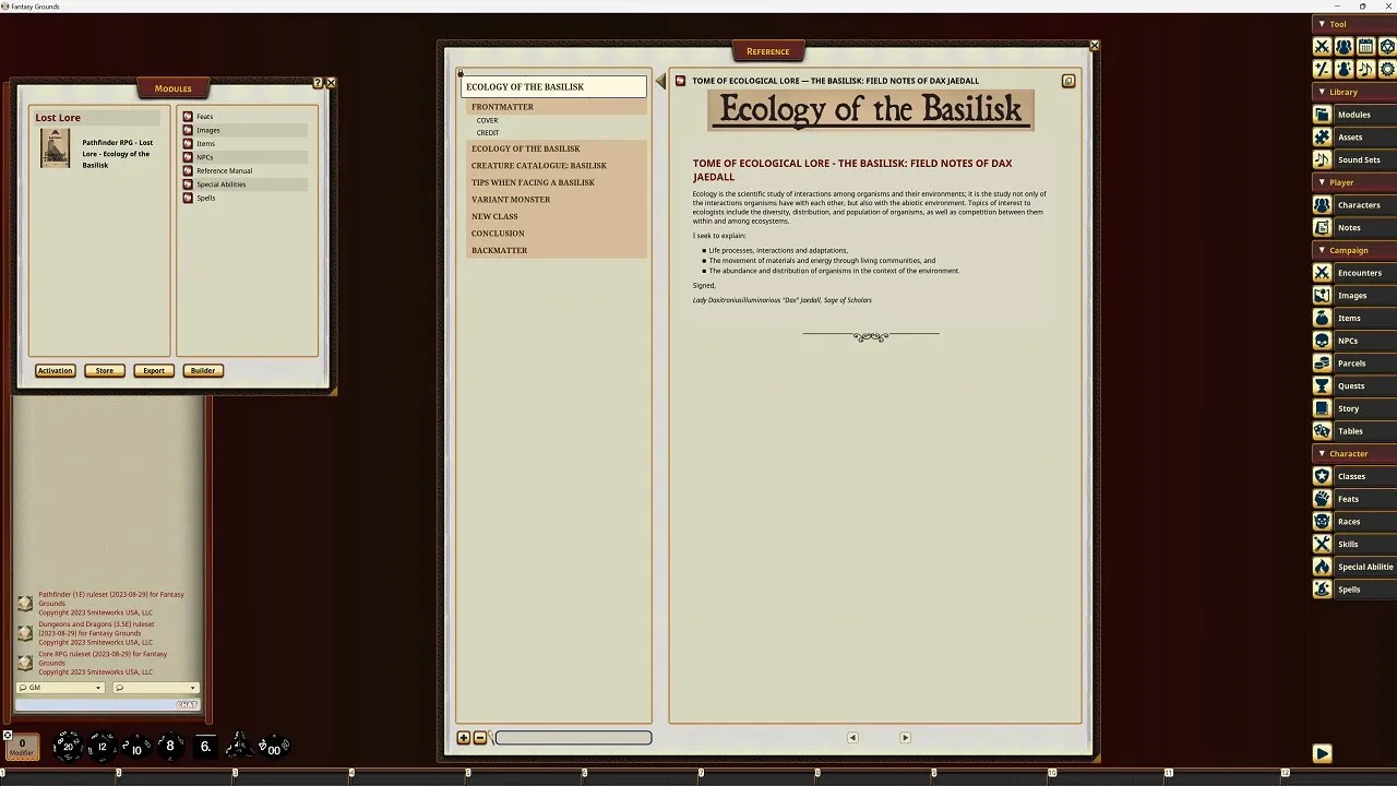 Fantasy Grounds - Lost Lore: Ecology of the Basilisk Screenshot 2