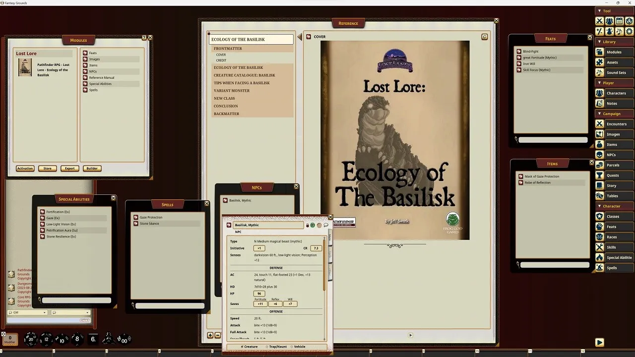 Fantasy Grounds - Lost Lore: Ecology of the Basilisk Screenshot 0