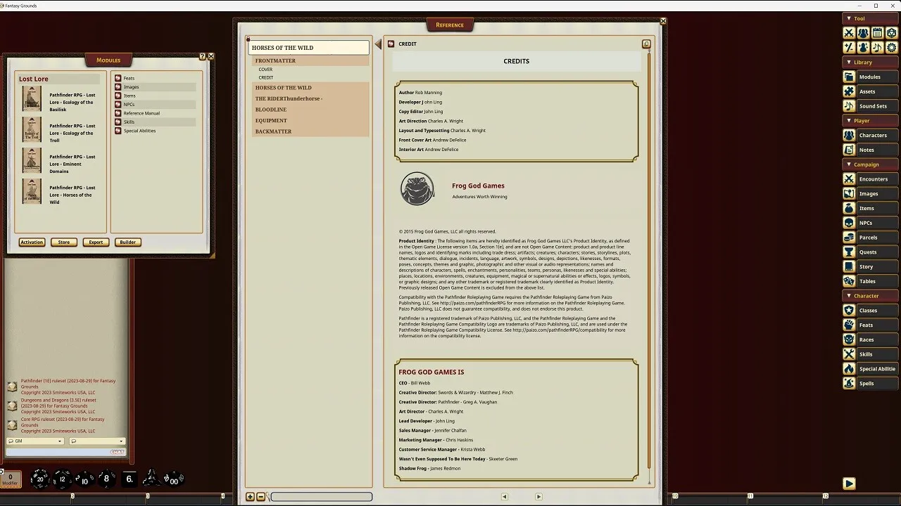 Fantasy Grounds - Lost Lore: Horses of the Wild Screenshot 3