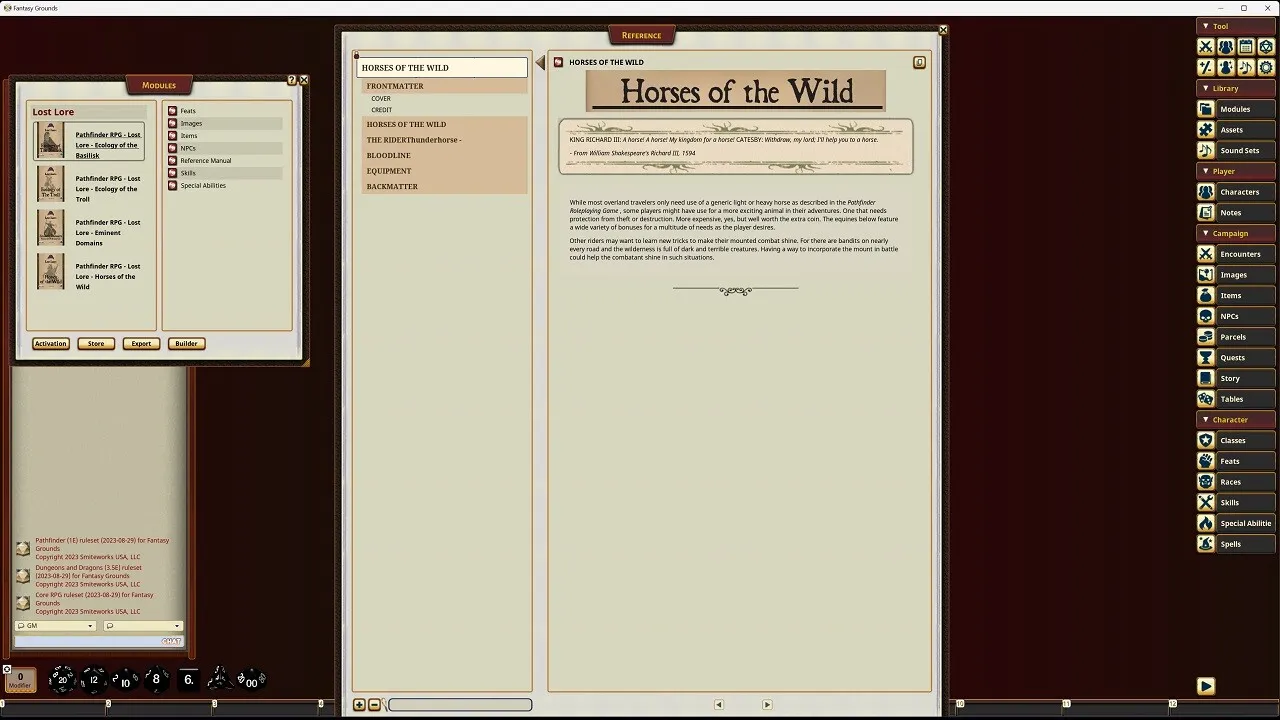 Fantasy Grounds - Lost Lore: Horses of the Wild Screenshot 2