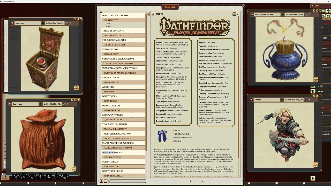 Fantasy Grounds - Pathfinder RPG - Pathfinder Companion: Dirty Tactics Toolbox Screenshot 3