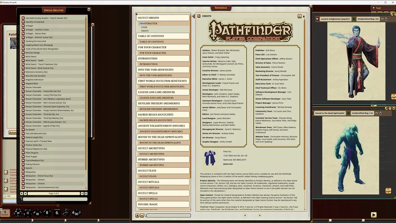 Fantasy Grounds - Pathfinder RPG - Pathfinder Companion: Occult Origins Screenshot 1