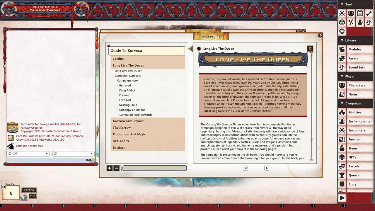 Fantasy Grounds - Pathfinder(R) for Savage Worlds: Guide to Korvosa Screenshot 2