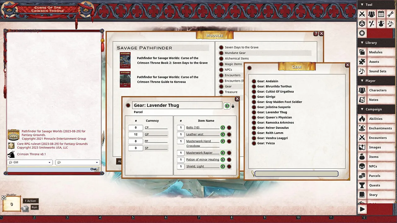 Fantasy Grounds - Pathfinder(R) for Savage Worlds: Curse of the Crimson Throne - Book 2: Seven Days to the Grave Screenshot 1
