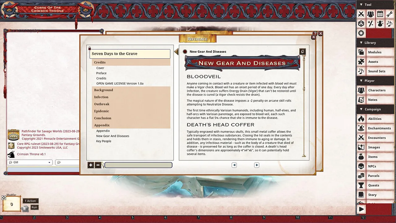 Fantasy Grounds - Pathfinder(R) for Savage Worlds: Curse of the Crimson Throne - Book 2: Seven Days to the Grave Screenshot 2