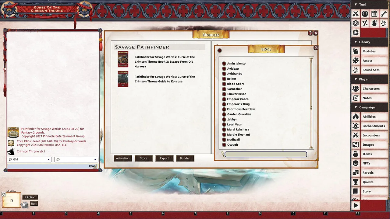 Fantasy Grounds - Pathfinder(R) for Savage Worlds: Curse of the Crimson Throne - Book 3: Escape from Old Korvosa Screenshot 0