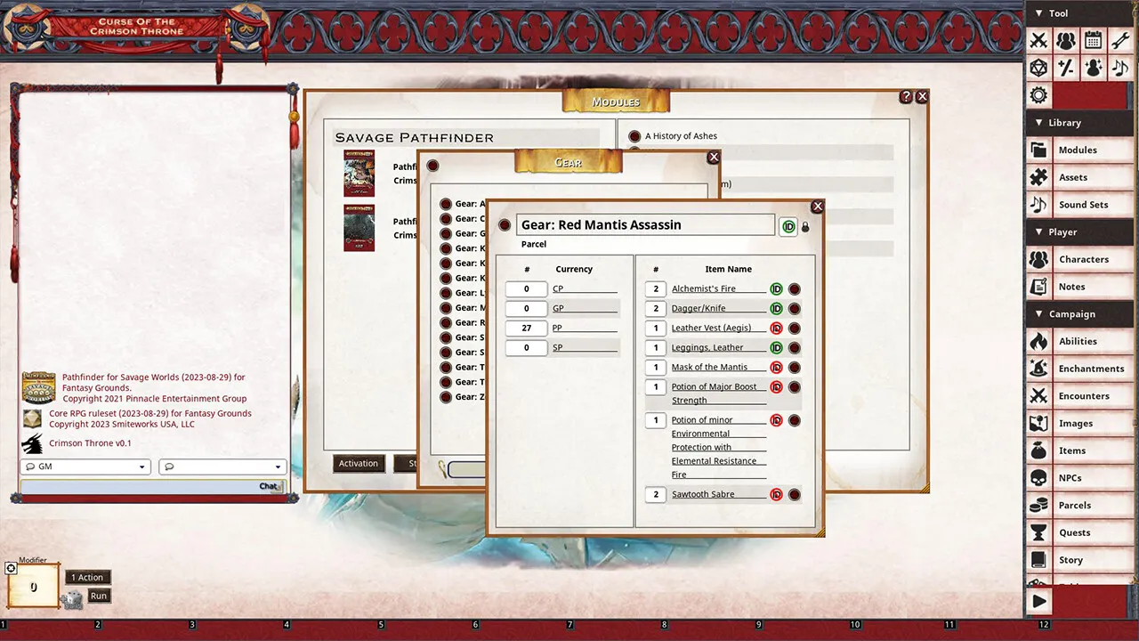 Fantasy Grounds - Pathfinder(R) for Savage Worlds: Curse of the Crimson Throne - Book 4: A History of Ashes Screenshot 4