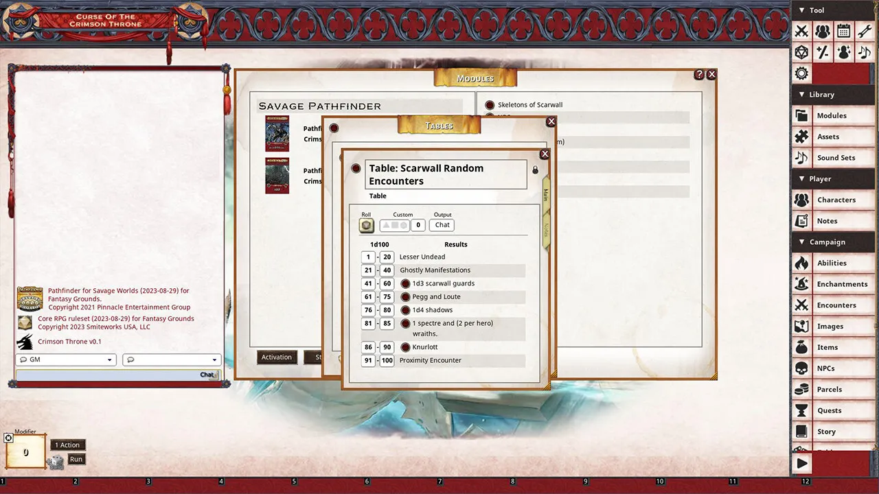 Fantasy Grounds - Pathfinder(R) for Savage Worlds: Curse of the Crimson Throne - Book 5: Skeletons of Scarwall Screenshot 0