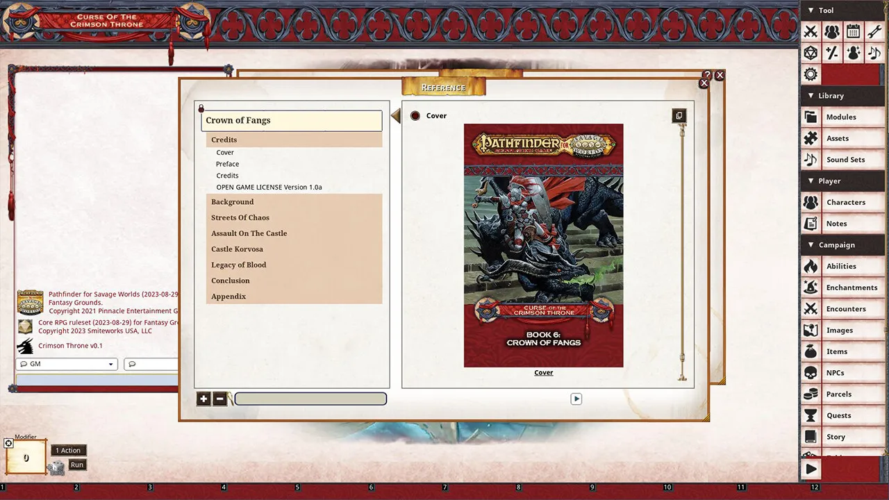 Fantasy Grounds - Pathfinder(R) for Savage Worlds: Curse of the Crimson Throne - Book 6: Crown of Fangs Screenshot 3
