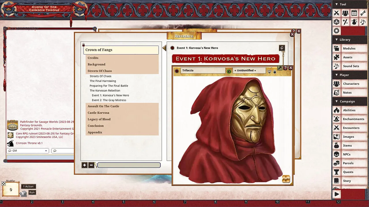 Fantasy Grounds - Pathfinder(R) for Savage Worlds: Curse of the Crimson Throne - Book 6: Crown of Fangs Screenshot 1