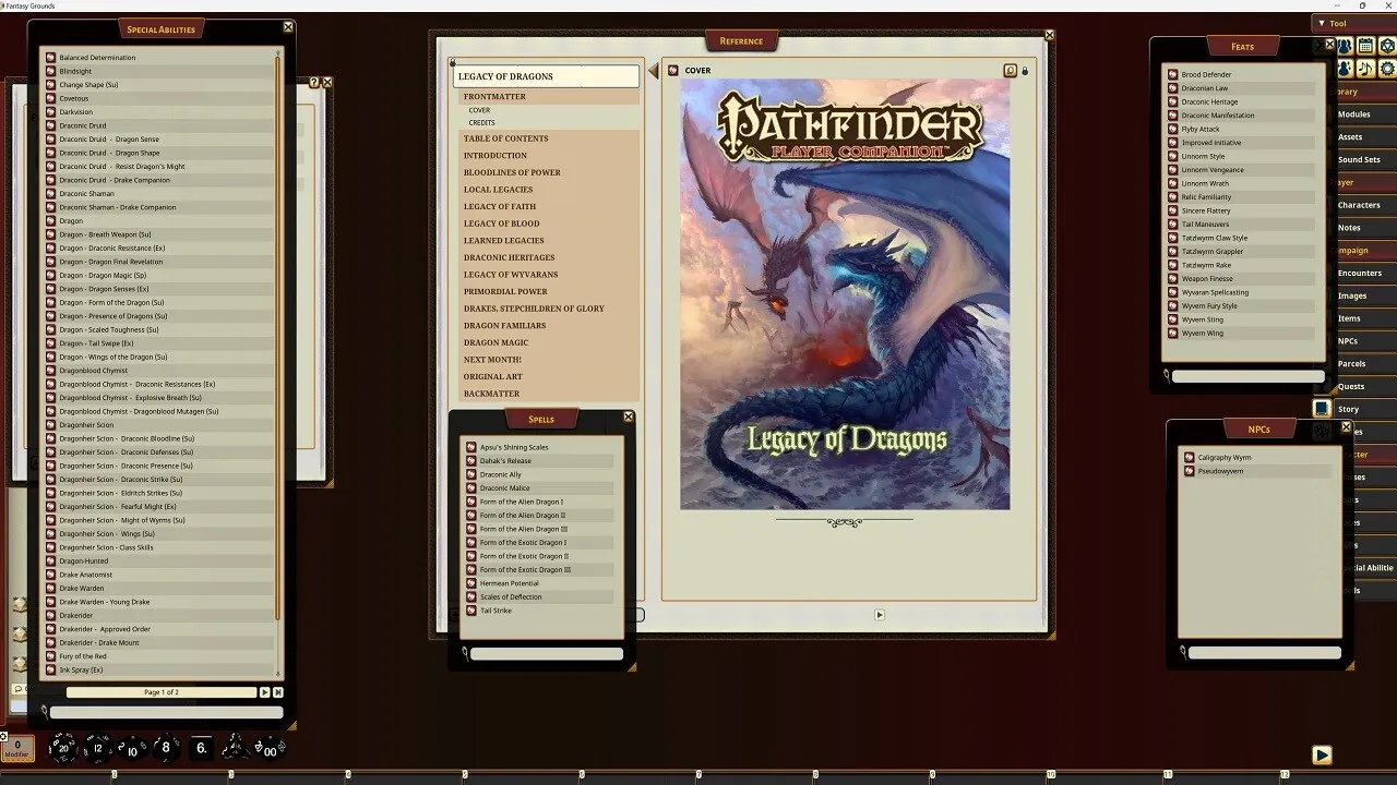 Fantasy Grounds - Pathfinder RPG - Pathfinder Companion: Legacy of Dragons Screenshot 0