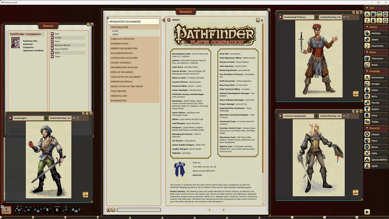 Fantasy Grounds - Pathfinder RPG - Pathfinder Companion: Spymaster's Handbook Screenshot 1