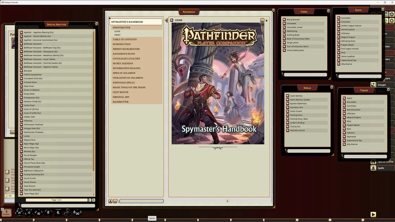 Fantasy Grounds - Pathfinder RPG - Pathfinder Companion: Spymaster's Handbook Screenshot 0