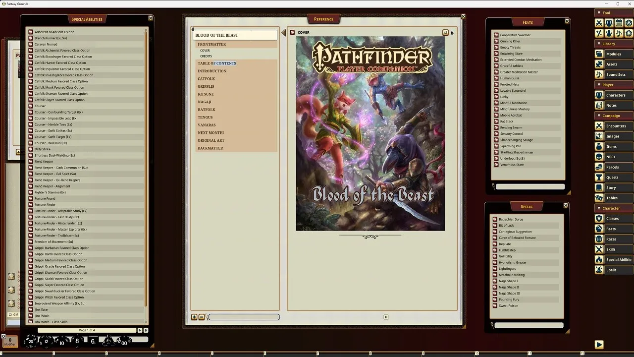Fantasy Grounds - Pathfinder RPG - Pathfinder Companion: Blood of the Beast Screenshot 0