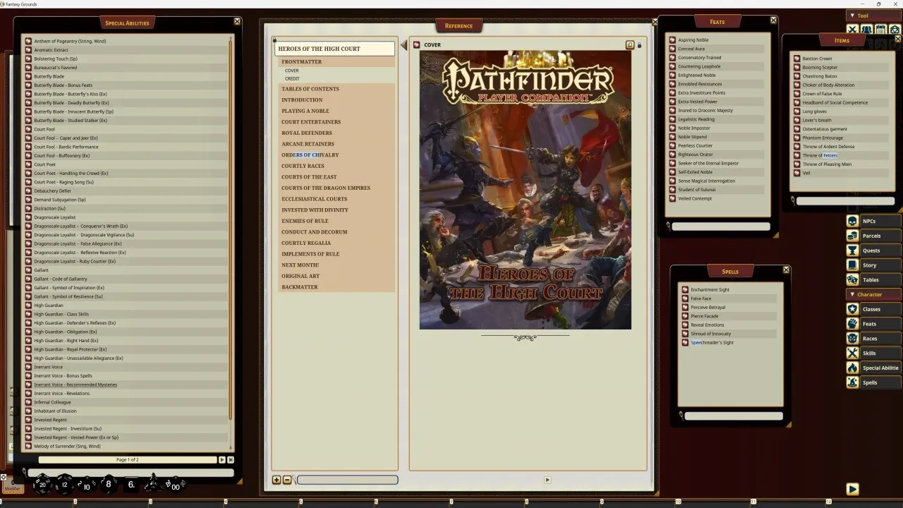 Fantasy Grounds - Pathfinder RPG - Pathfinder Companion: Heroes of the High Court Screenshot 4