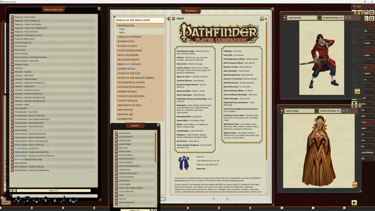 Fantasy Grounds - Pathfinder RPG - Pathfinder Companion: Heroes of the High Court Screenshot 2