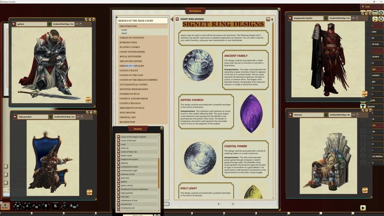 Fantasy Grounds - Pathfinder RPG - Pathfinder Companion: Heroes of the High Court Screenshot 1