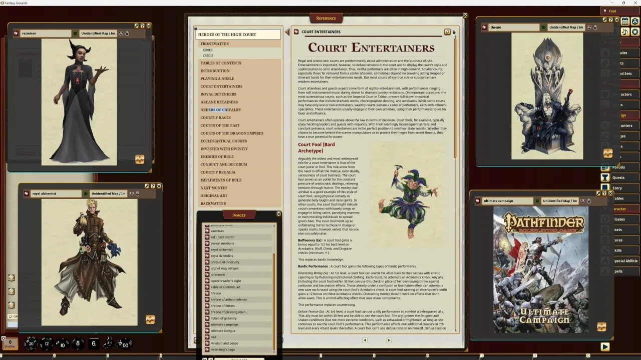 Fantasy Grounds - Pathfinder RPG - Pathfinder Companion: Heroes of the High Court Screenshot 0
