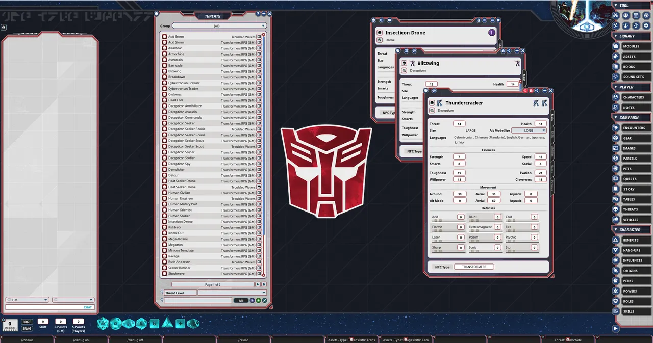 Fantasy Grounds - Transformers Roleplaying Game Core Rules and Ruleset Screenshot 0