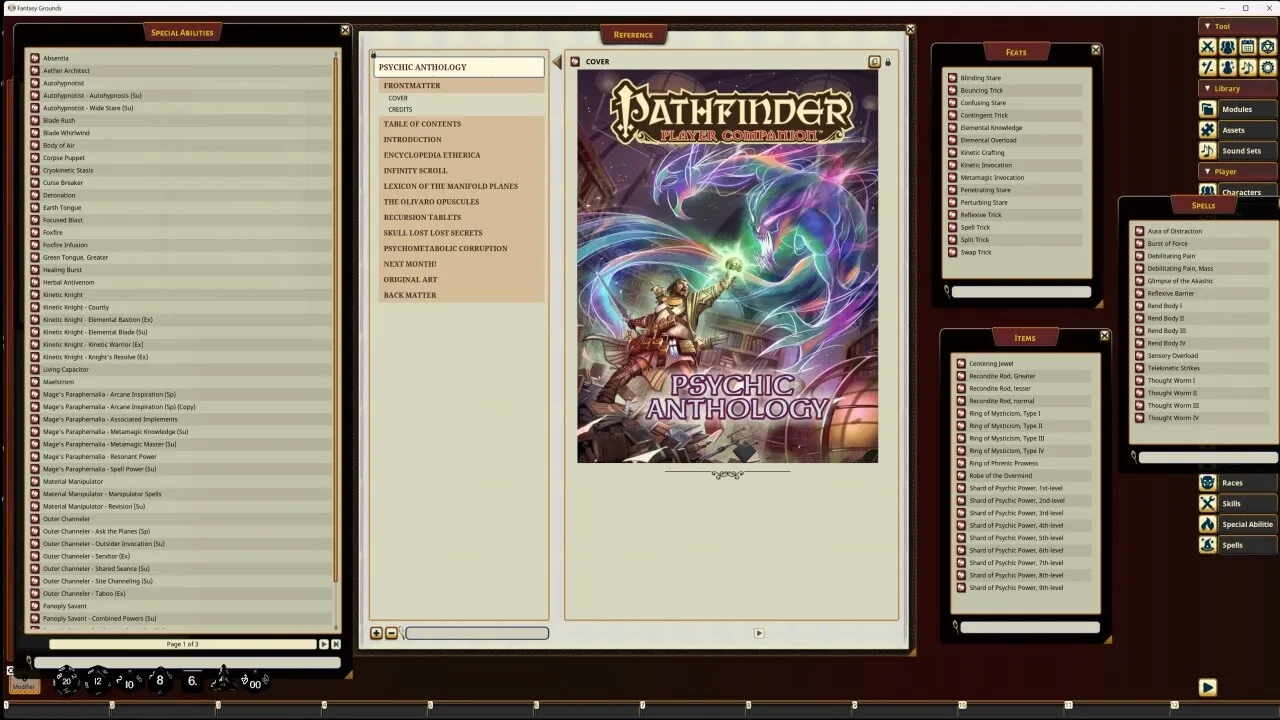 Fantasy Grounds - Pathfinder RPG - Pathfinder Companion: Psychic Anthology Screenshot 0