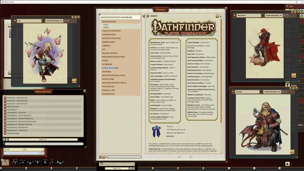 Fantasy Grounds - Pathfinder RPG - Pathfinder Companion: Monster Hunter's Handbook Screenshot 3