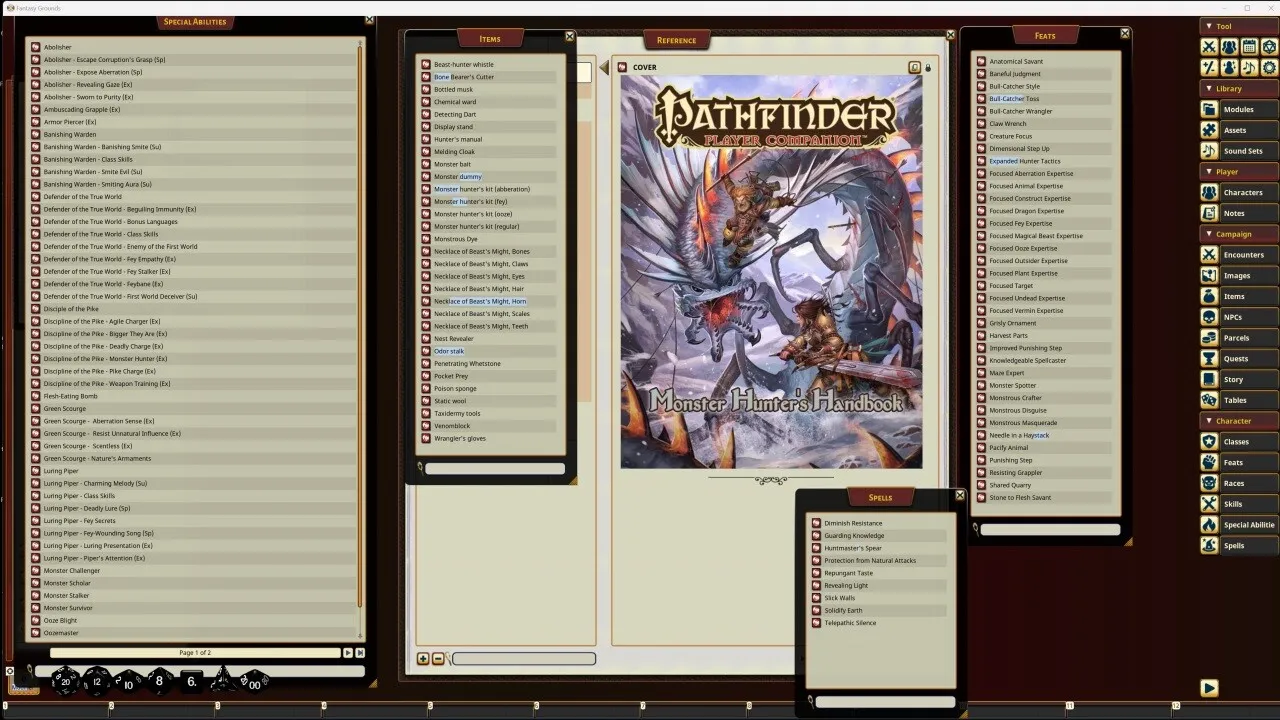 Fantasy Grounds - Pathfinder RPG - Pathfinder Companion: Monster Hunter's Handbook Screenshot 4