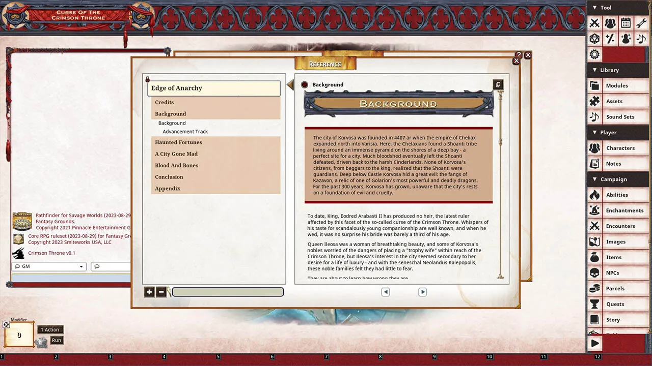 Fantasy Grounds - Pathfinder(R) for Savage Worlds: Curse of the Crimson Throne - Book 1: Edge of Anarchy Screenshot 1