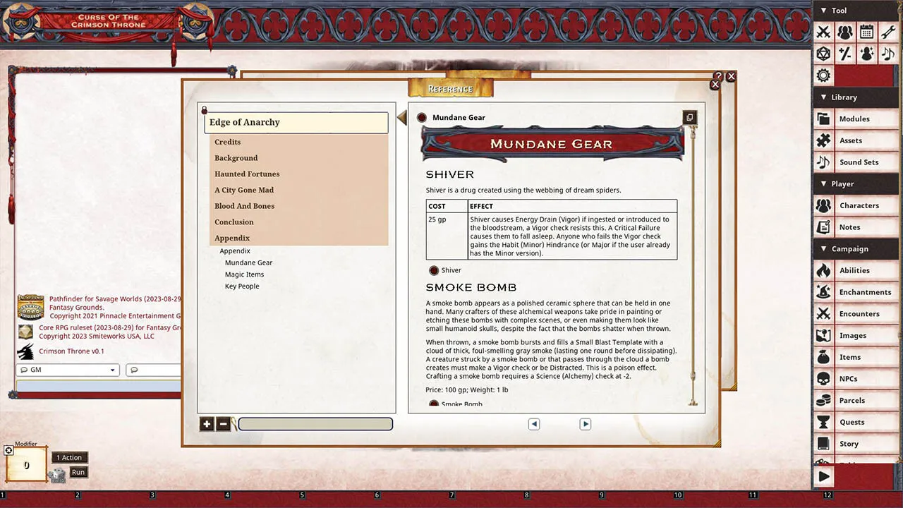 Fantasy Grounds - Pathfinder(R) for Savage Worlds: Curse of the Crimson Throne - Book 1: Edge of Anarchy Screenshot 3