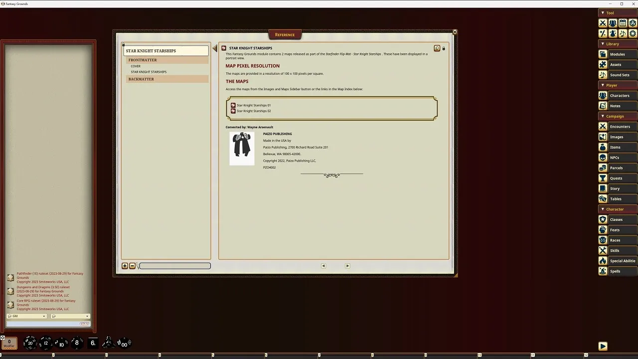 Fantasy Grounds - Starfinder RPG - Starfinder Flip-Mat - Star Knight Starships Screenshot 1