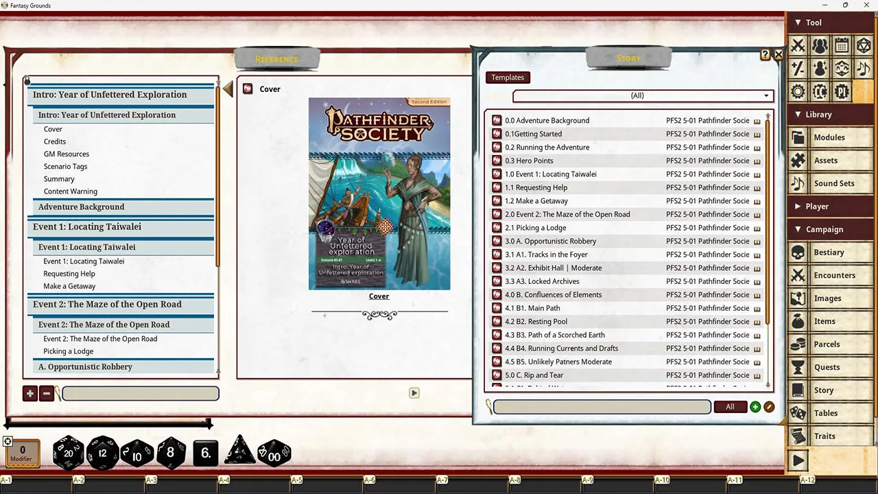 Fantasy Grounds - Pathfinder Society Intro: Year of Unfettered Exploration Screenshot 1