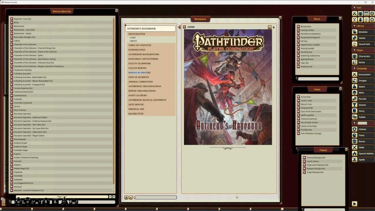 Fantasy Grounds - Pathfinder RPG - Pathfinder Companion: Antihero's Handbook Screenshot 0