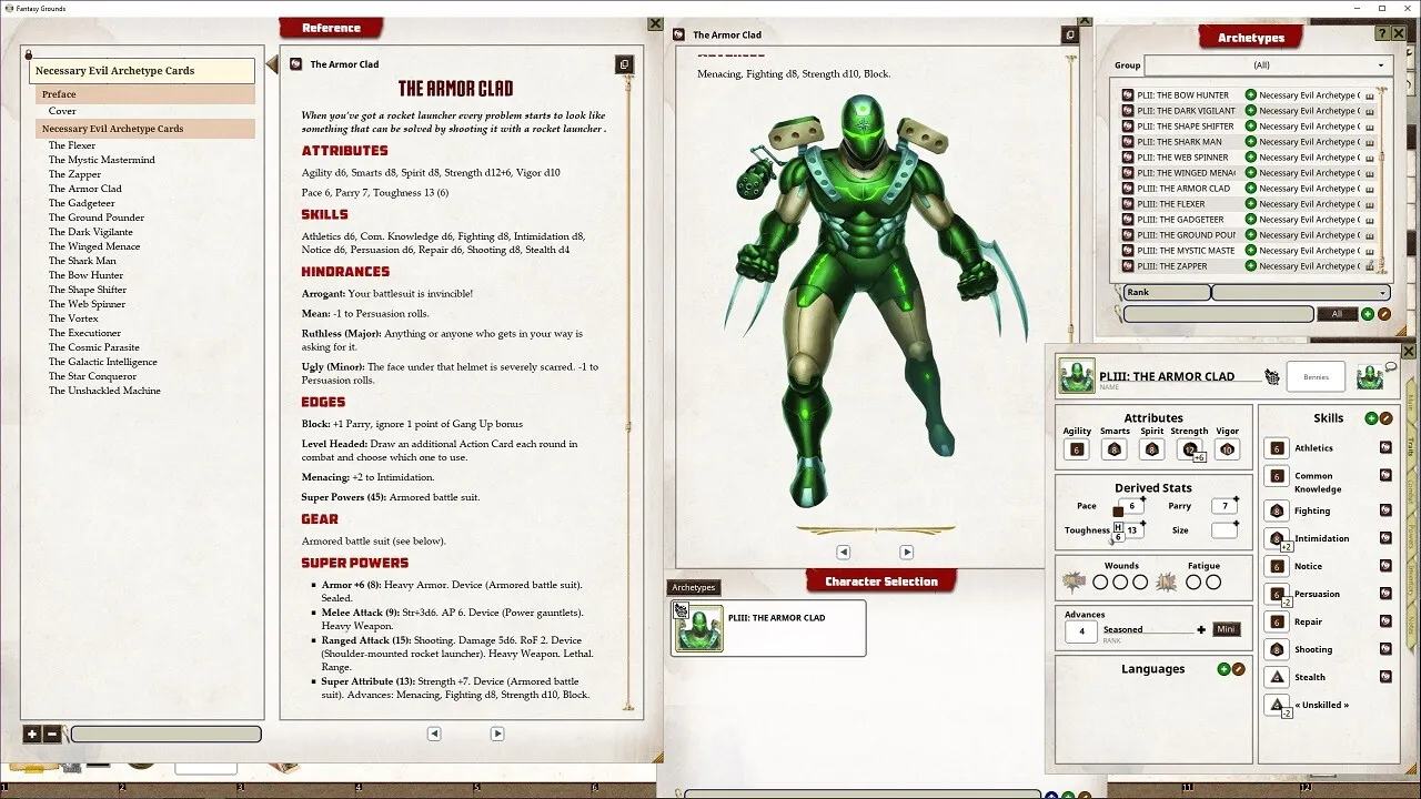 Fantasy Grounds - Necessary Evil Archetype Cards Screenshot 0