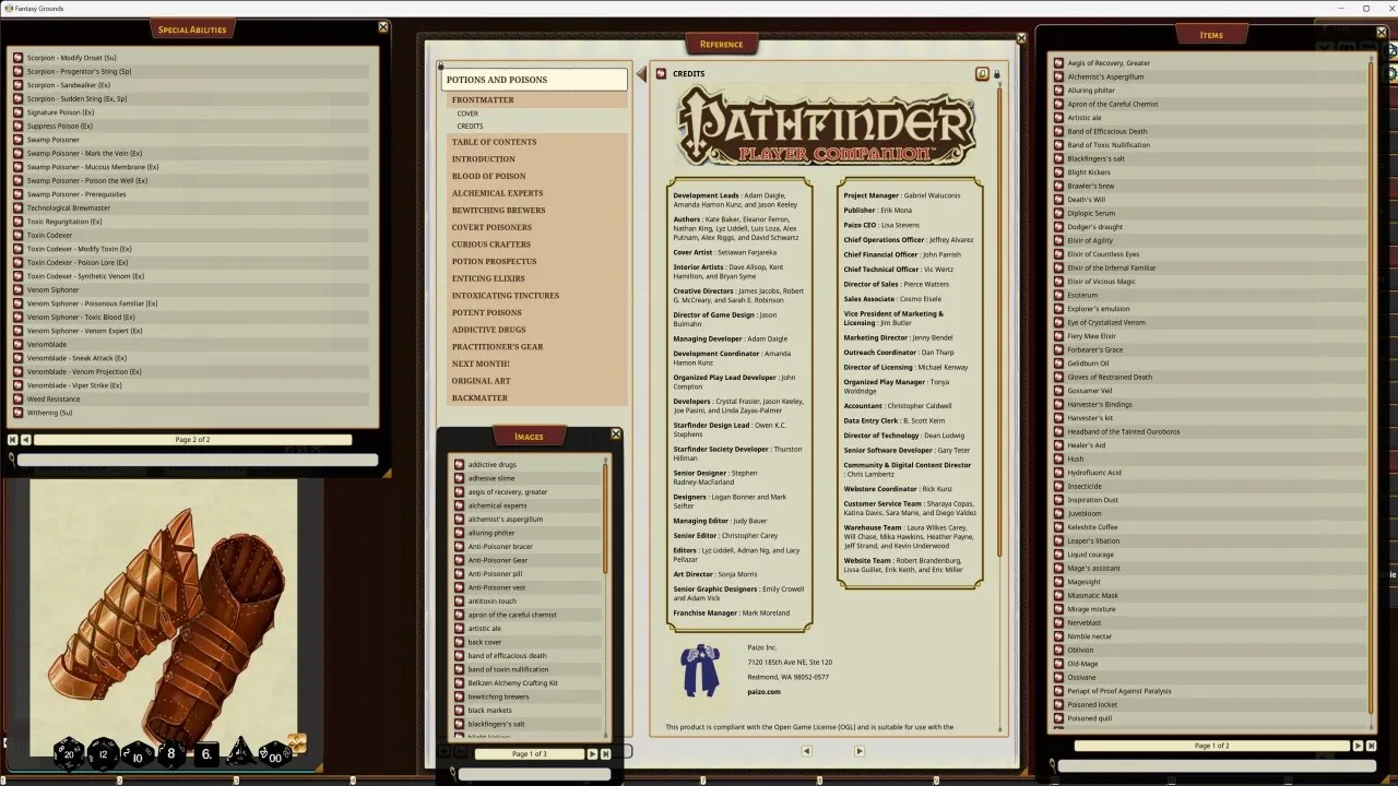 Fantasy Grounds - Pathfinder RPG - Pathfinder Companion: Potions and Poisons Screenshot 1