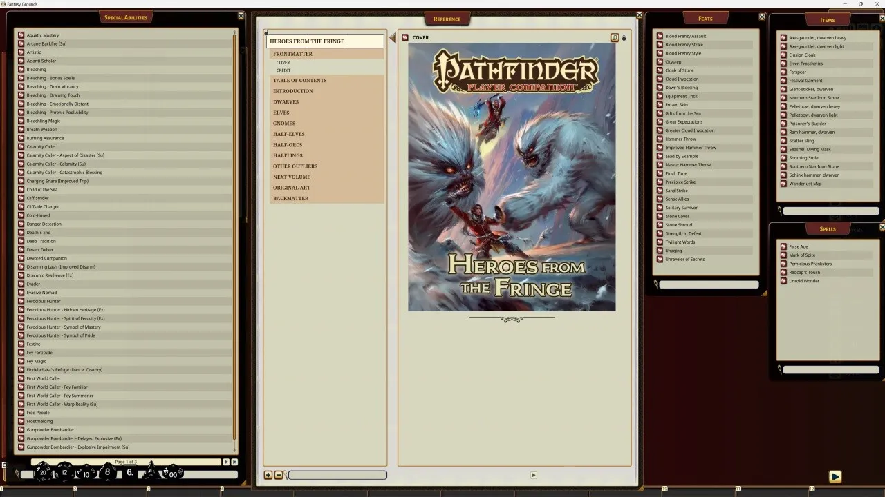 Fantasy Grounds - Pathfinder RPG - Pathfinder Companion: Heroes from the Fringe Screenshot 1