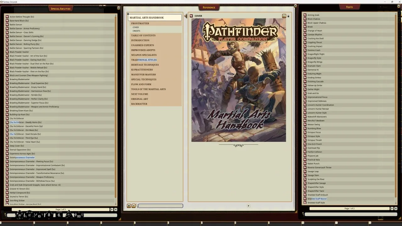 Fantasy Grounds - Pathfinder RPG - Pathfinder Companion: Martial Arts Handbook Screenshot 0