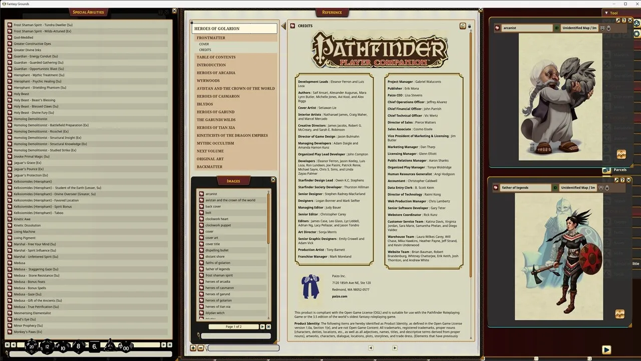 Fantasy Grounds - Pathfinder RPG - Pathfinder Companion: Heroes of Golarion Screenshot 1