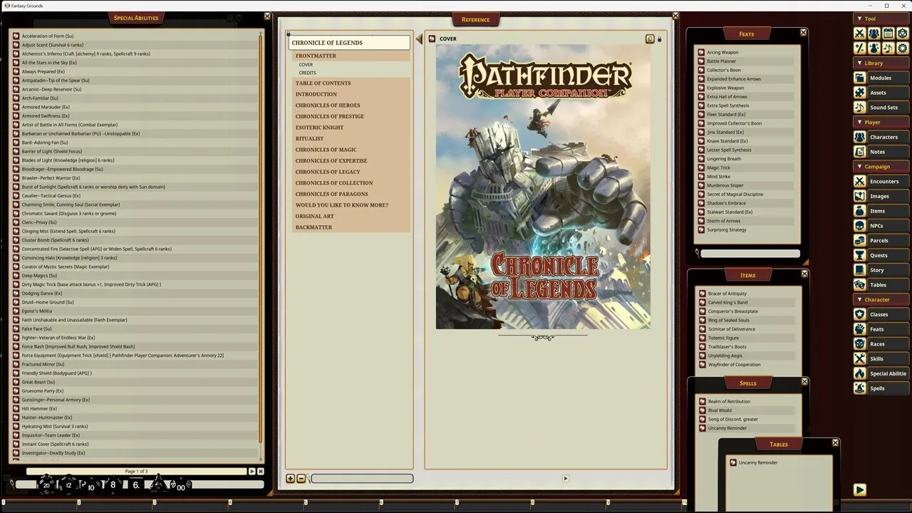 Fantasy Grounds - Pathfinder RPG - Pathfinder Companion: Chronicle of Legends Screenshot 1