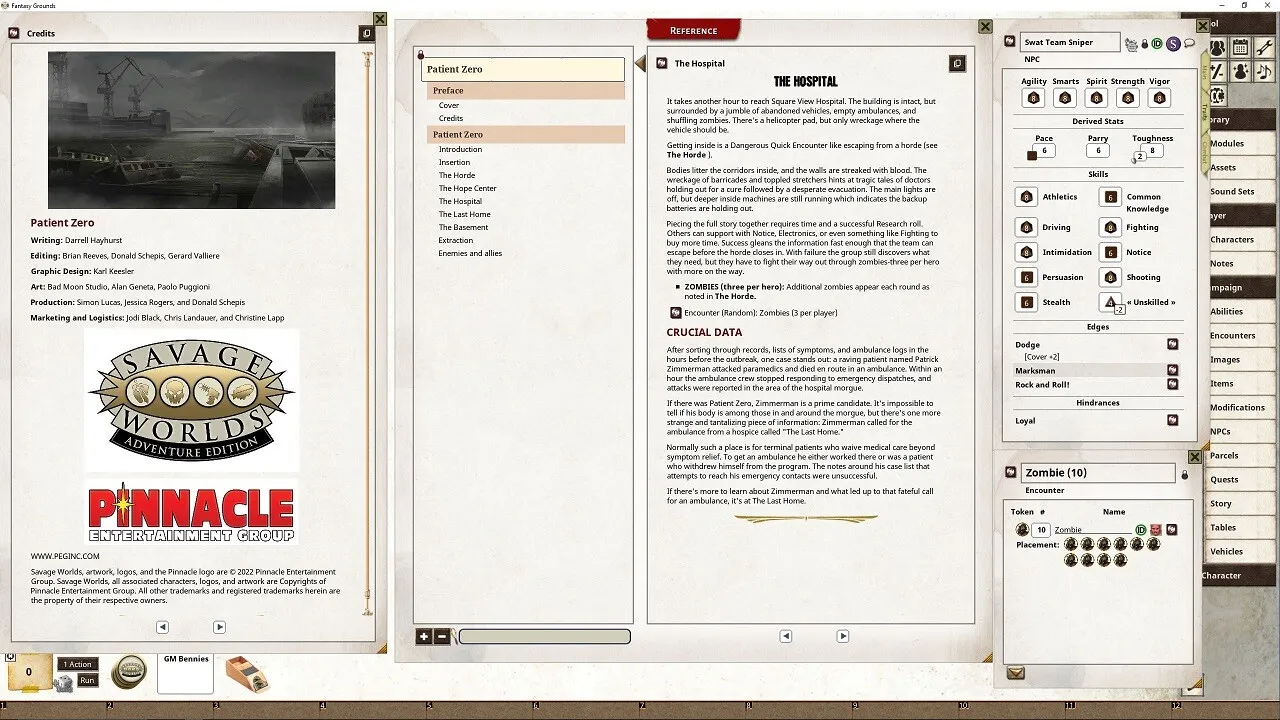 Fantasy Grounds - Horror Companion Adventure (SWADE) - Patient Zero Screenshot 4