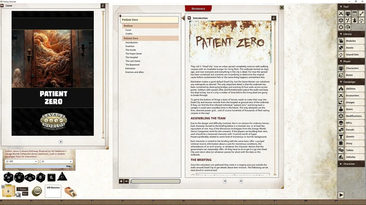 Fantasy Grounds - Horror Companion Adventure (SWADE) - Patient Zero Screenshot 1